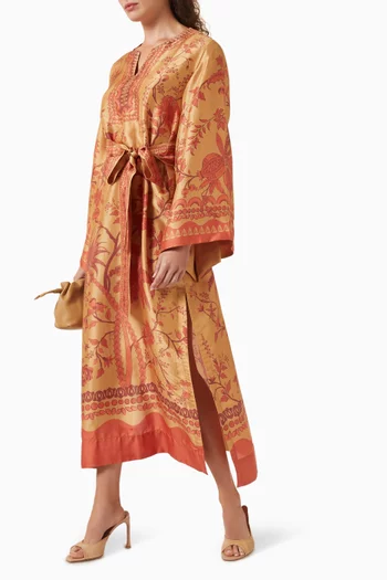 Belted Kaftan in Raw-silk