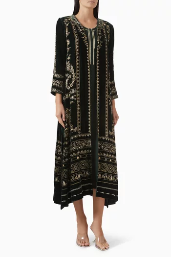 Embroidered Kaftan & Dress Set in Velvet