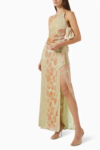 تنورة فينتورا مزينة بنقشة مزيج فيسكوز