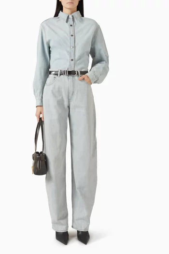 Navy Button-up Shirt in Denim