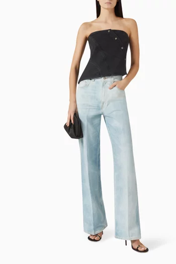 بلوزة بول بتصميم ملفوف دينم