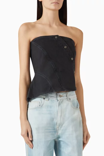 بلوزة بول بتصميم ملفوف دينم