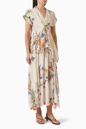 فستان بتصميم مقسم لأجزاء بدرابيه