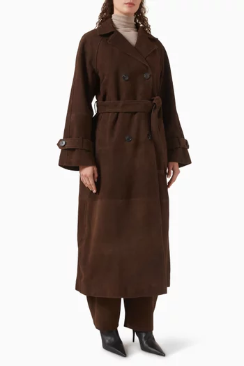 Yaslina Trenchcoat in Suede Leather