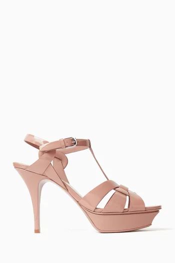 صندل تريبوت بنعل سميك وكعب يبلغ ارتفاعه 105 جلد لامع