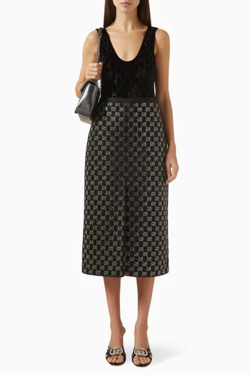 بودي سوت مطرز بالكريستال على شكل شعار حرفي GG‏ شنيل