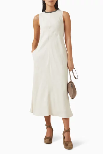 Monili-collar Dress in Twill