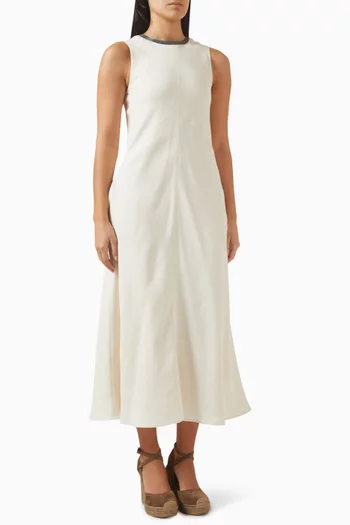 Monili-collar Dress in Twill