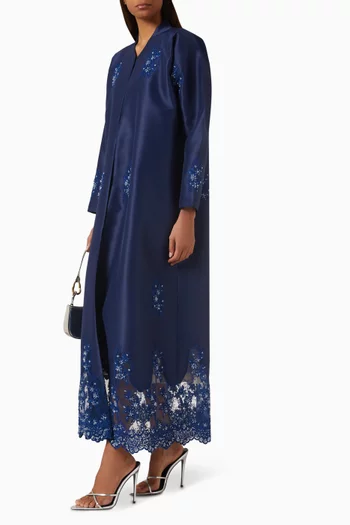 Bead-embellished Lace Panel Abaya
