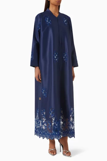 Bead-embellished Lace Panel Abaya