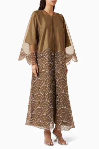 Embroidered Scallop Abaya Set in Tulle
