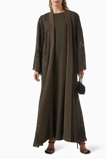 Floral Bead-embellished Drape Abaya