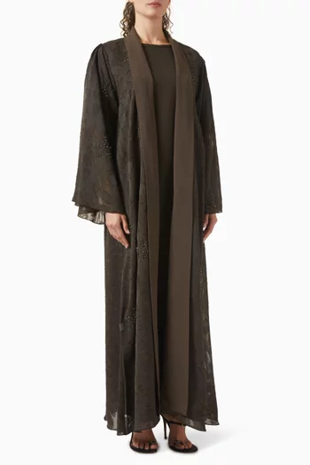 Floral Bead-embellished Drape Abaya