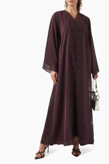 Laser Embroidered Abaya in Nada