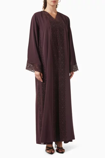 Laser Embroidered Abaya in Nada