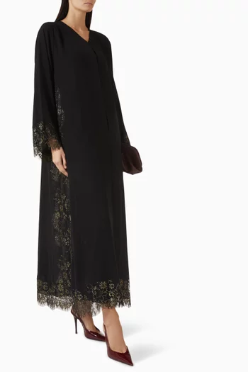 Foil Lace-embellished Abaya