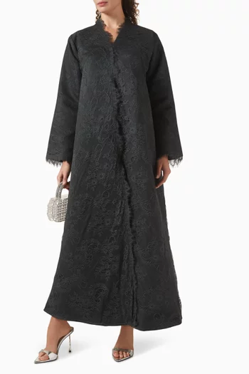 Structured Abaya in Lace & Satin