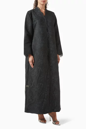 Structured Abaya in Lace & Satin