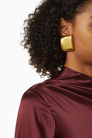 أقراط بمشبك وتصميم منحوت نحاس مطلي ذهب عيار 22