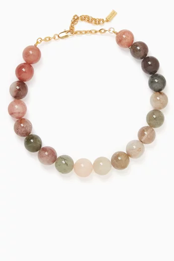 Beaded Necklace in 22kt Gold-plated Brass