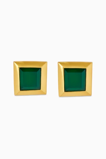 Emerald Clip-on Earrings in 22kt Gold-plated Brass