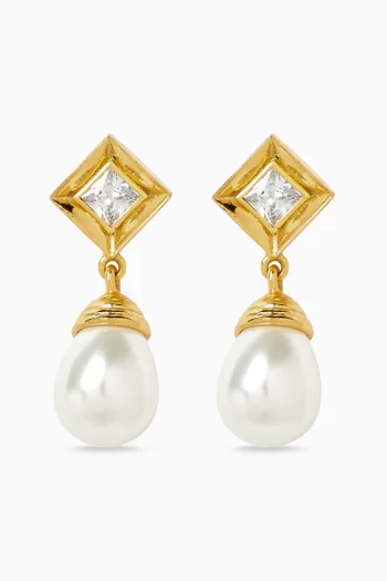 Drop Earrings in 22kt Gold-plated Brass