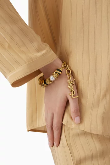 LouLou Pearl & Resin Bracelet in Gold-tone Brass