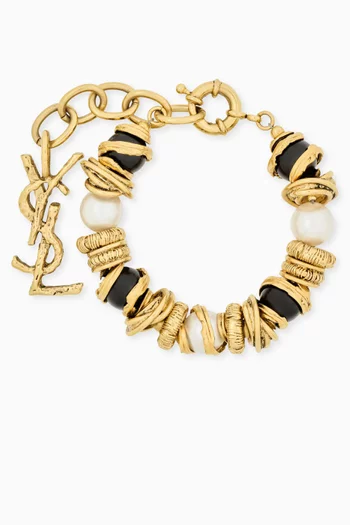 LouLou Pearl & Resin Bracelet in Gold-tone Brass