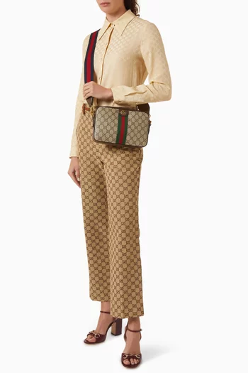 حقيبة كروس أوفيديا صغيرة قنب سوبريم بشعار حرفي GG