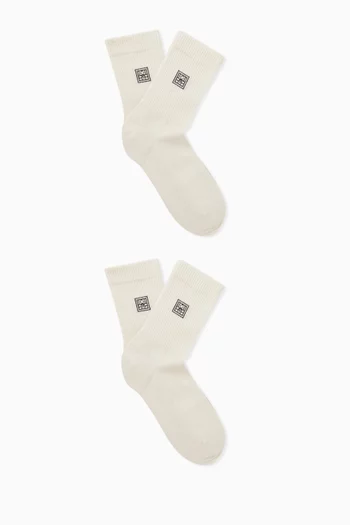 Monogram Socks in Cotton Blend, Set of 2
