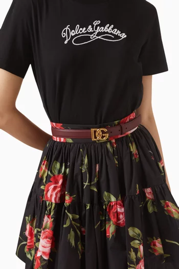 DG Metal Logo Belt in Calf Leather