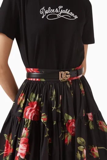 DG Crystal Logo Belt in Calf Leather