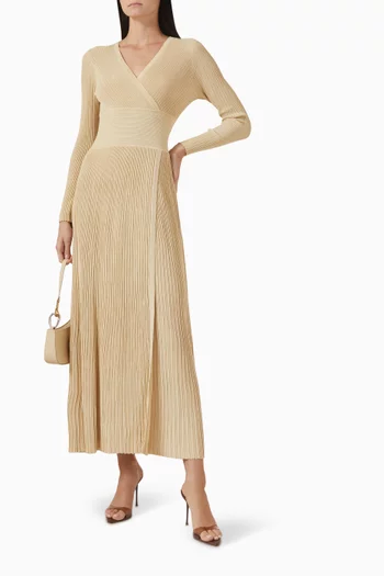 فستان بتصميم ملفوف للزينة نسيج مضلع