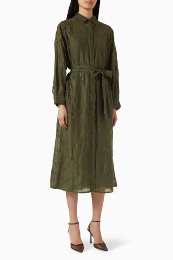 Embellished Shirt Midi Dress
