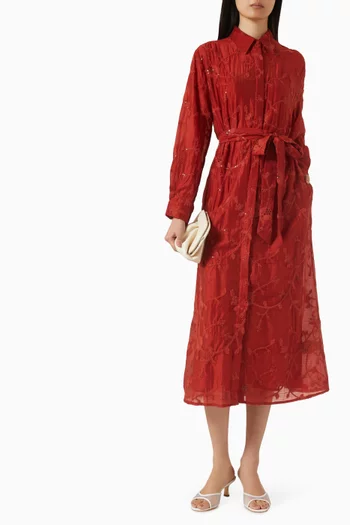 Embellished Shirt Midi Dress