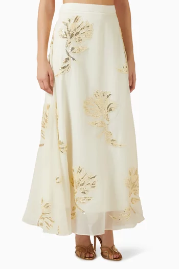 Rhinestone Embellished Maxi Skirt