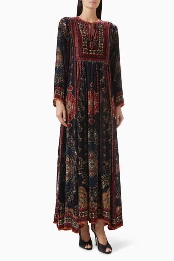 Anisha Printed Kaftan in Silk Velvet