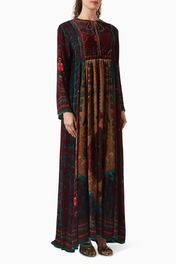 Anisha Printed Kaftan in Silk Velvet