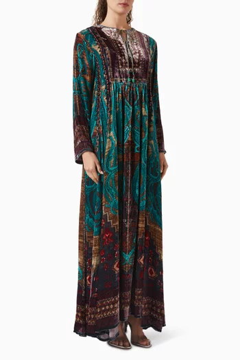 Anisha Printed Kaftan in Silk Velvet