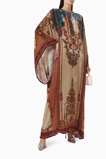 Beatrice Printed Kaftan in Silk Velvet