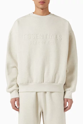 Essentials Embossed Classic Crewneck Sweatshirt in Fleece