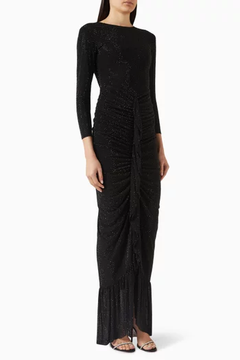 فستان بكشكش جيرسيه ولوركس