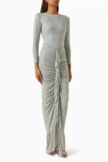 فستان بكشكش جيرسيه ولوركس