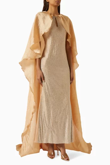 فستان بكاب مطرز بالكريستال