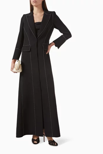 Embellished-trim Coat Abaya