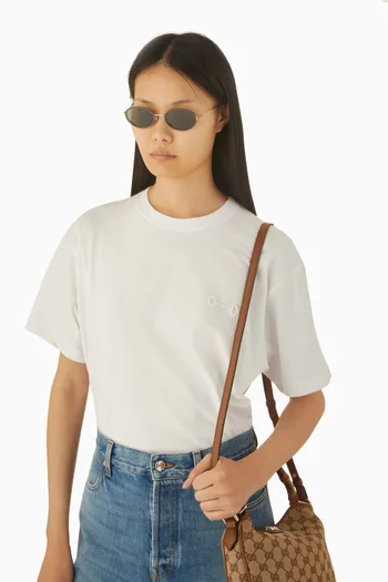 نظارة شمسية بإطار بيضاوي معدن