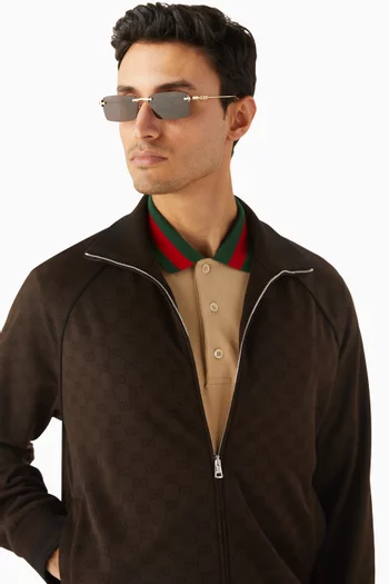 نظارة شمسية بإطار مستطيل معدن