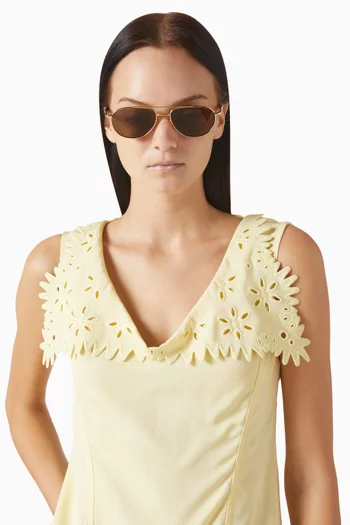 Fin Aviator Sunglasses in Metal