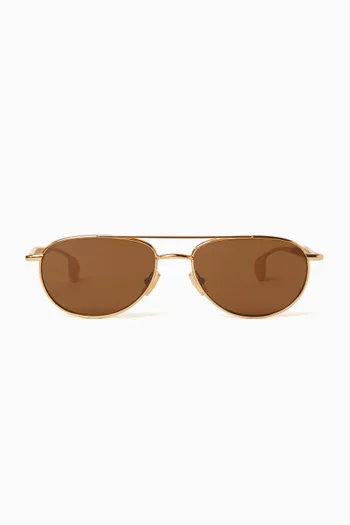 Fin Aviator Sunglasses in Metal