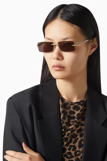 Rectangular Sunglasses in Gold-tone Metal